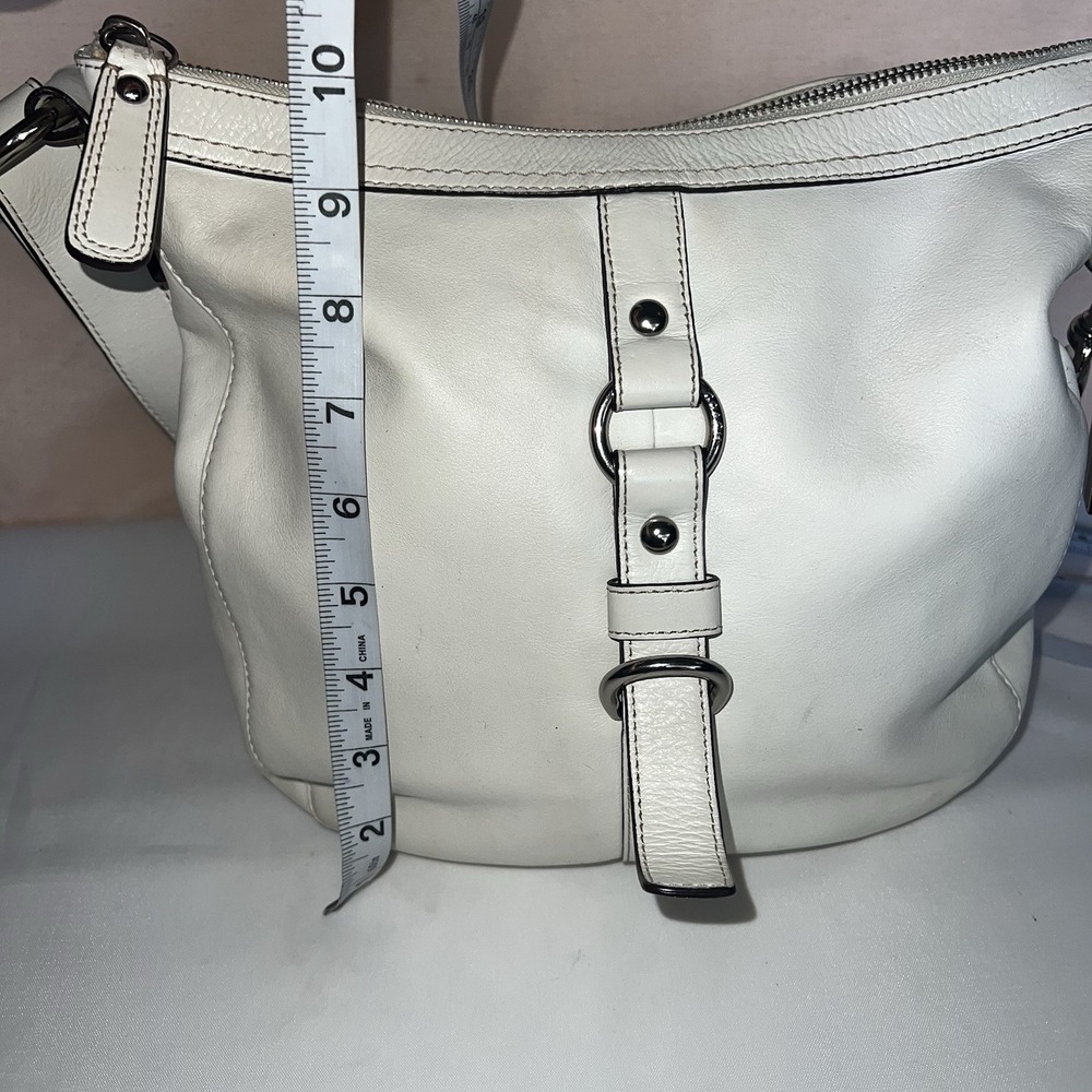 Coach White Leather Chelsea Hobo Bag Purse Dec 2009 F14018 Sky Blue Interior EUC - Picture 7 of 11